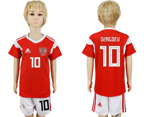Russia #10 Dzagoev Home Kid Soccer Country Jersey - Click Image to Close